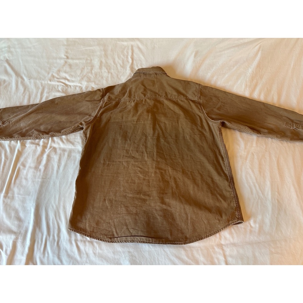 LL Bean Mens Flannel Lined Canvas Shirt Jacket Brown Plaid L-REG O‎ BDY9 - Picture 8 of 10